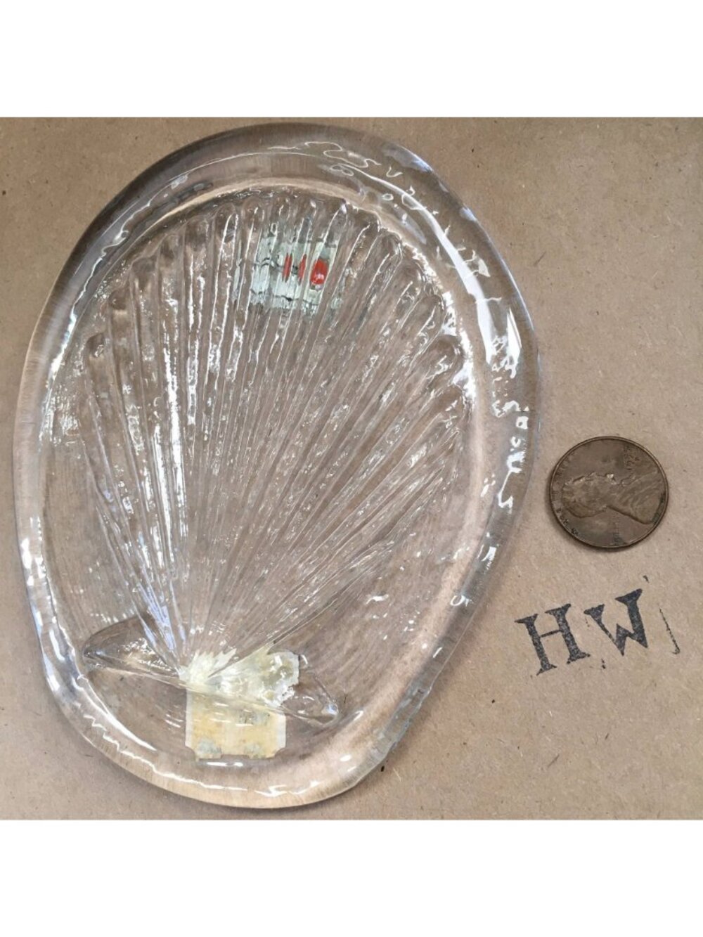 Blenko Clear Glass Paperweight Seashell Beach Original Label - Picture 2 of 5